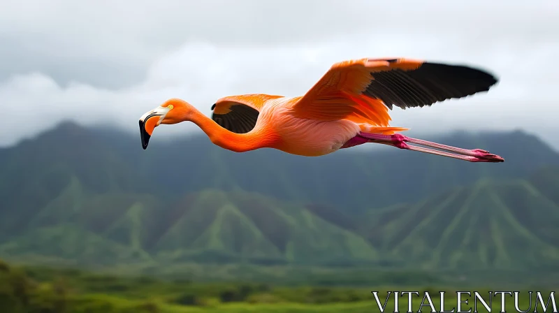 Flying Flamingo AI Image