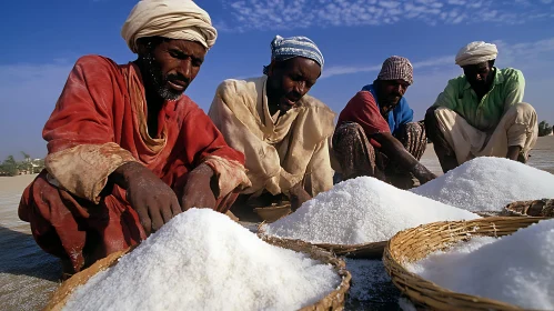 Men Harvesting Salt in the Desert