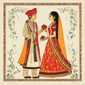 Vintage Style Indian Wedding Couple Portrait