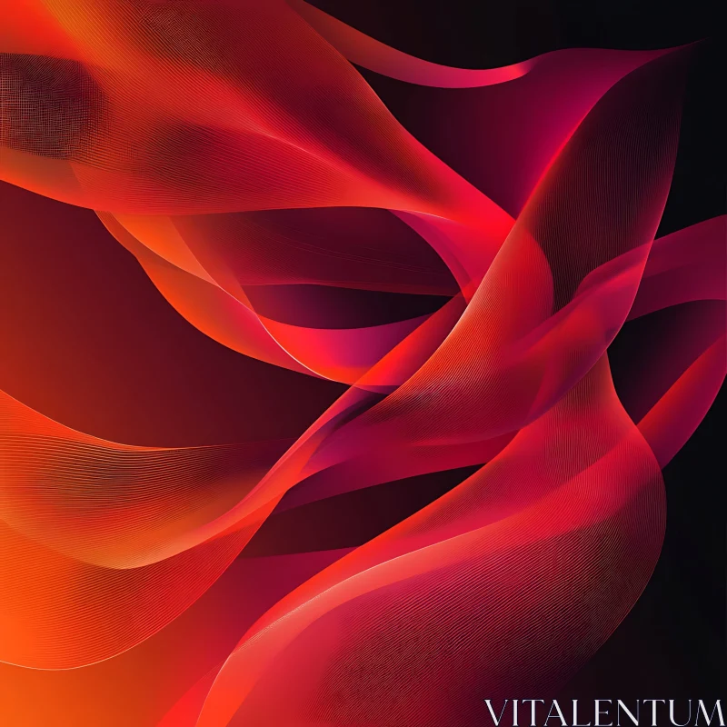 Flowing Red and Orange Abstract Art AI Image