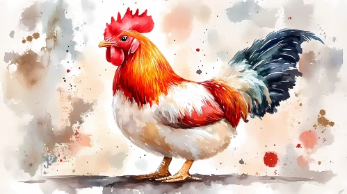 Vibrant Rooster in Watercolor