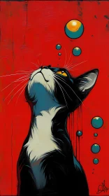 Playful Cat Portrait in Pop Art Style