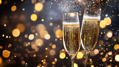 Golden Celebration with Champagne Flutes