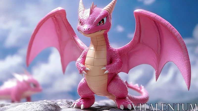 Rose Dragon on Stone AI Image