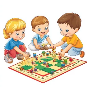 Cartoon Children's Board Game Illustration