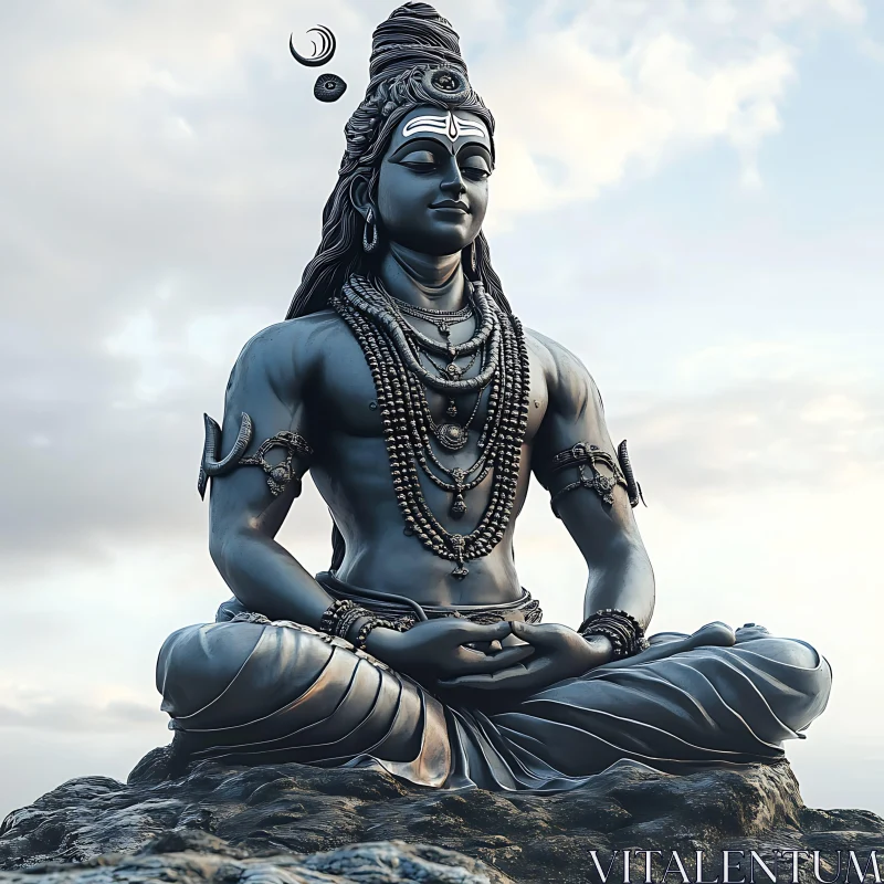 Meditative Shiva Statue AI Image