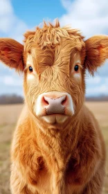 Young Cow Close-Up with Curly Fur