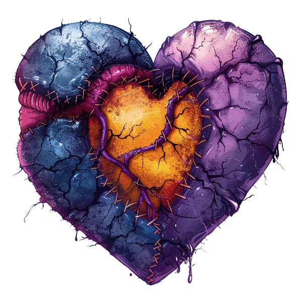 Patchwork Heart Art on Shirt POD Design