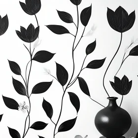 Minimalist Black and White Flower Design