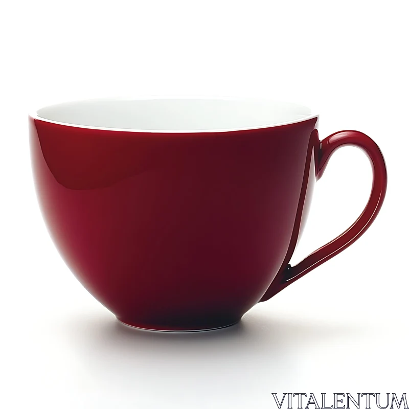 Crimson Ceramic Mug Still Life AI Image