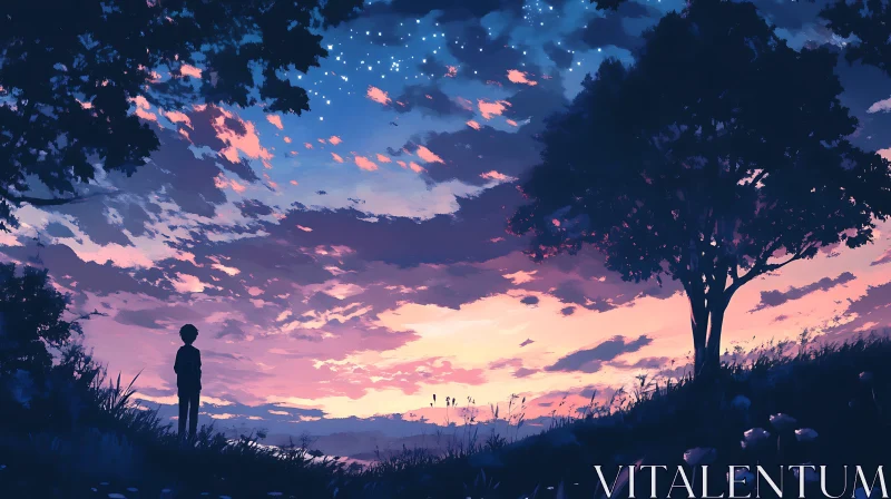 Evening Silhouette Landscape AI Image
