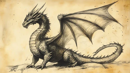 Dragon Art: Detailed Sketch of Mythical Creature