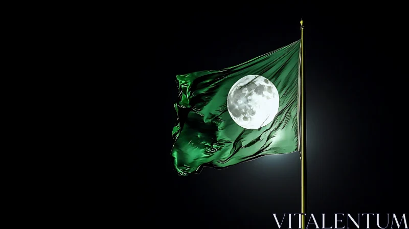 AI ART Lunar Flag in Emerald Hues