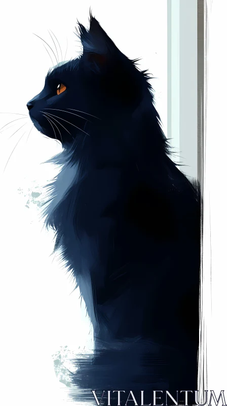 AI ART Mystical Black Cat Profile Art