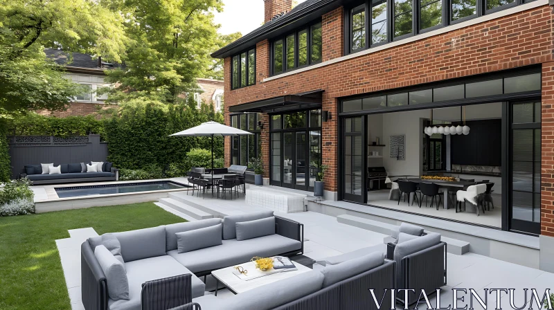 Sleek Outdoor Living Space with Modern Amenities AI Image