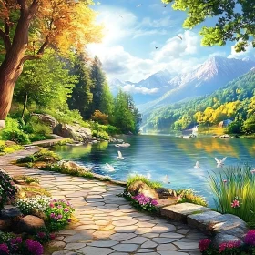 Tranquil Mountain Lake Scene