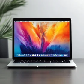 Sleek Laptop with Stunning Abstract Background