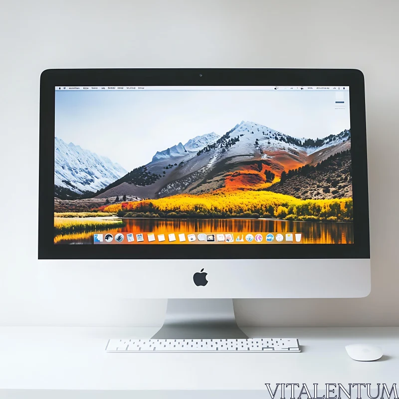 iMac with Beautiful Scenic Display AI Image