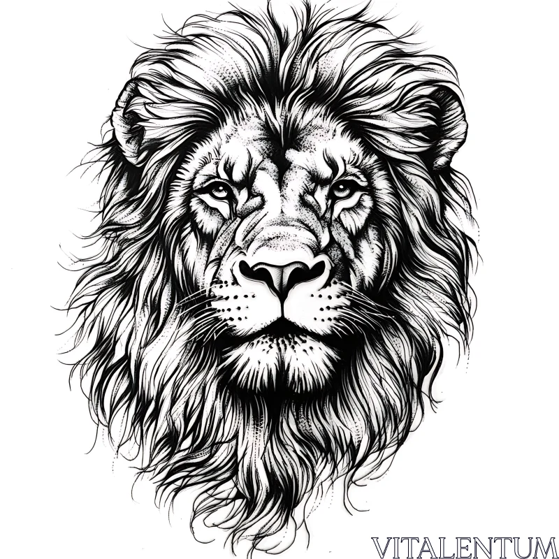 Monochrome Lion Portrait AI Image