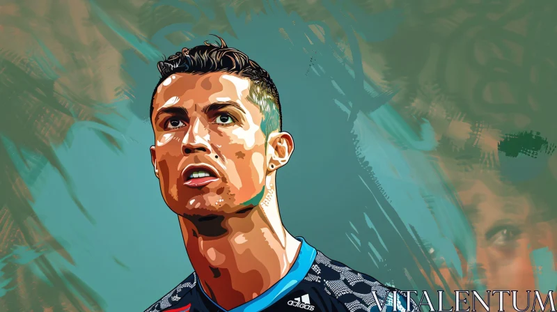 Illustrated Portrait of Cristiano Ronaldo AI Image