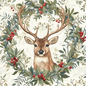 Floral Deer with Antlers
