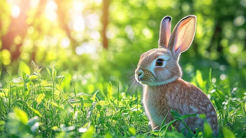 Adorable Rabbit in Sunny Field