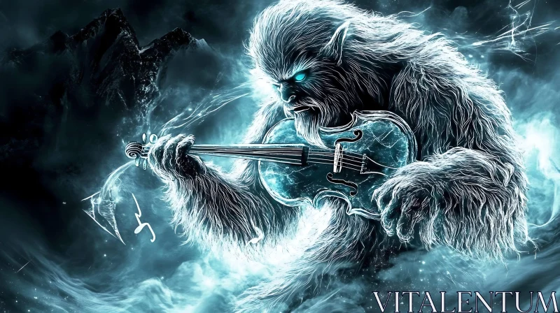 AI ART Mystical Creature with Violin Composition