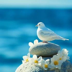 Peaceful Dove Resting by the Sea