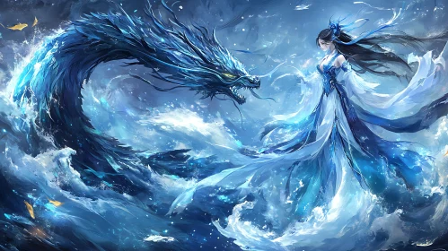 Enchanting Dragon and Lady Artwork