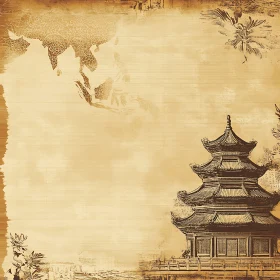 Antique Asian Architecture Illustration