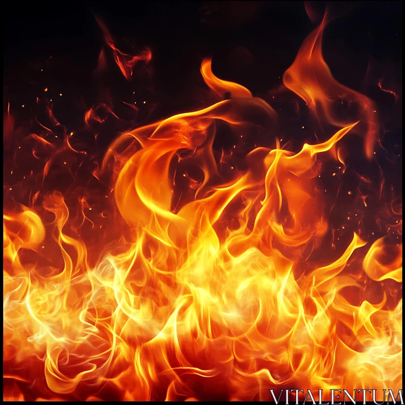 Raging Fire with Yellow and Orange Flames AI Image