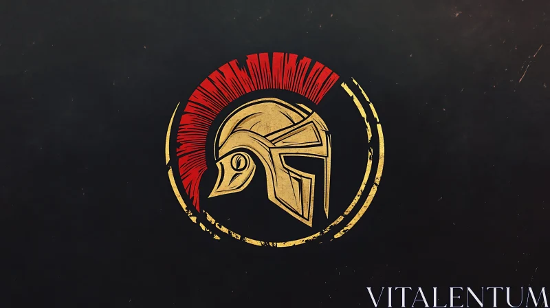 Gold and Red Spartan Helmet Logo AI Image