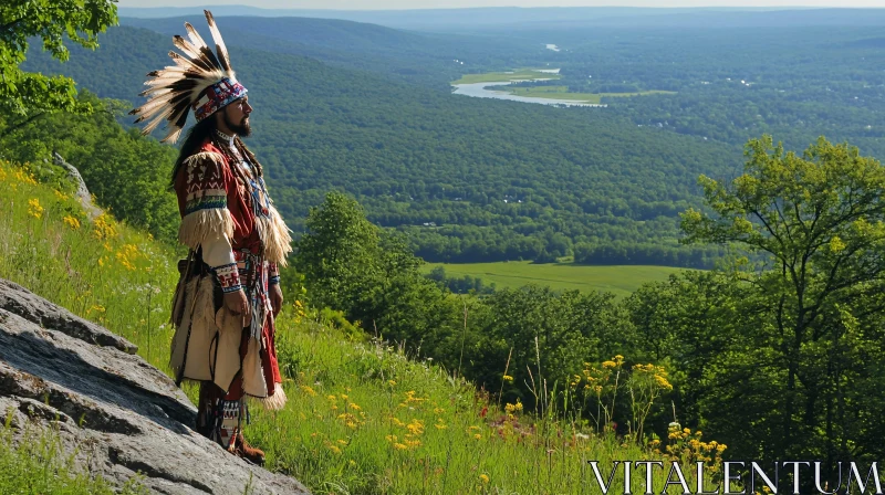 AI ART Man in Native American Headdress