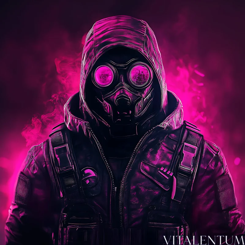 AI ART Tactical Gear Figure in Pink Smoke