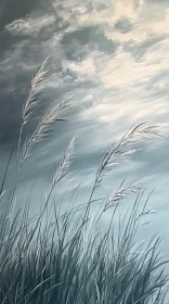 Peaceful Scene of Grasses in the Wind