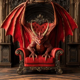 Regal Dragon on Ornate Throne