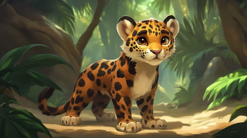 Young Jaguar in Jungle
