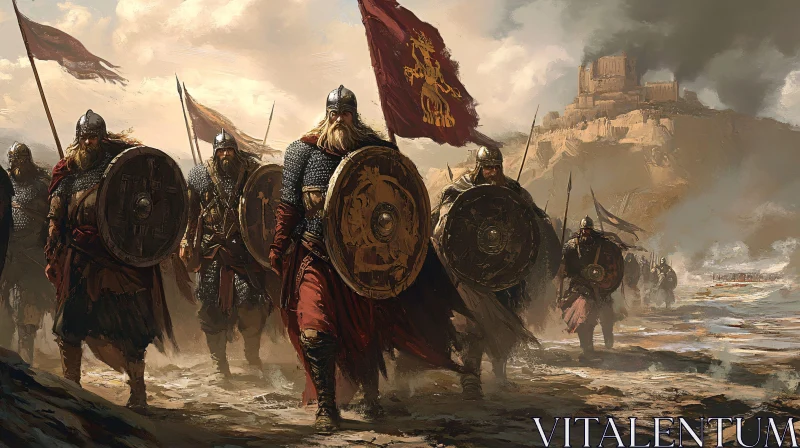 Medieval Viking Army on the March AI Image