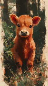 Young Calf in Artistic Forest