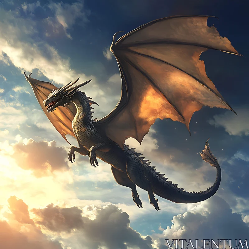 Dragon Soaring in the Heavens AI Image