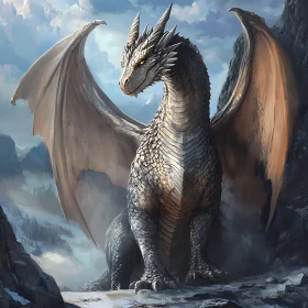 Fantasy Dragon in Mountain Landscape