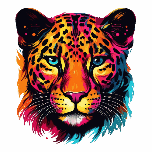 Cartoon Style Leopard Digital Illustration | Pop Art Aesthetic POD Design