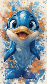 Joyful Cartoon Dolphin Art