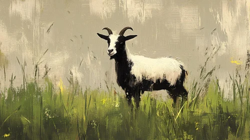 Lofty Goat in Grassland Artwork