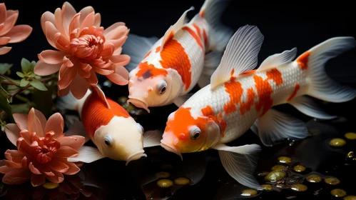 Koi Fish in Shallow Waters: A Precisionism-Inspired Artwork