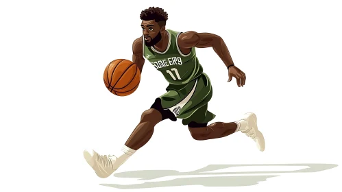 Athlete Dribbling Basketball Art