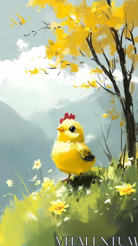 AI ART Springtime Chick Painting