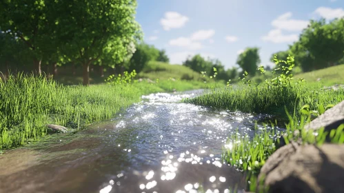 Serene Brook amidst Verdant Landscape