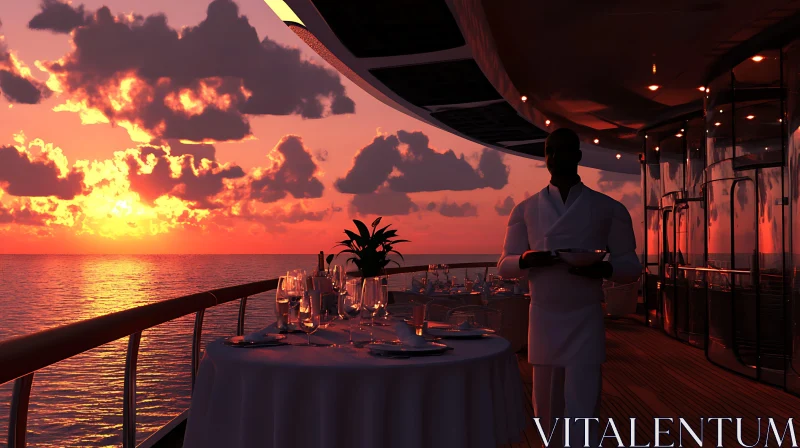 Sunset Dinner on a Luxury Yacht AI Image