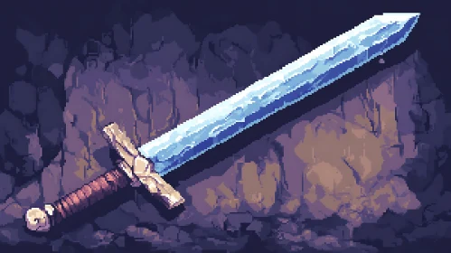 Sword Pixel Art on Stone